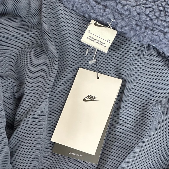 NIKE SHERPA double swoosh fleece JACKET SPORTY athletic blue white Small Nike S - Picture 7 of 11